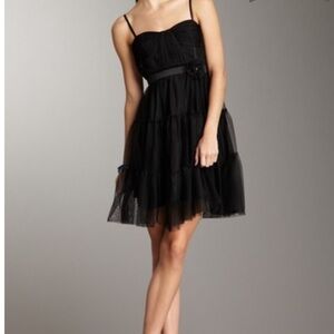 Laundry by Shelli Segal Black Bustier Ruched Dress
